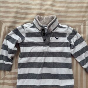 Carter's Gray and White Striped Fleece with Sherpa Collar